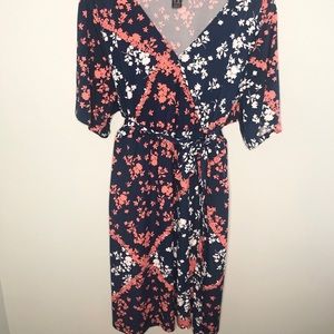 3x shirt sleeves faux wrap maternity dress